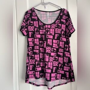 LulaRoe Halloween Short Sleeves T-shirt with Ghost, Cats/ Pumpkins, Size: Small